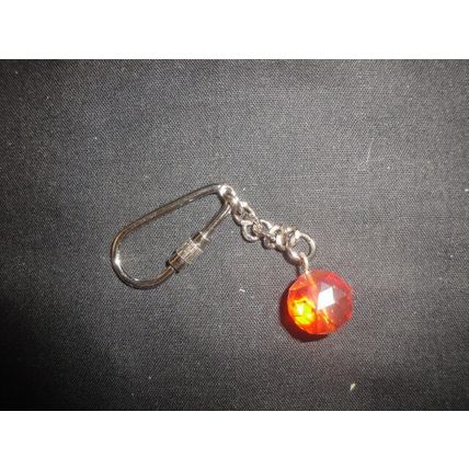 Large 15mm faceted crystal glass orange carabiner keyring bag phone charm