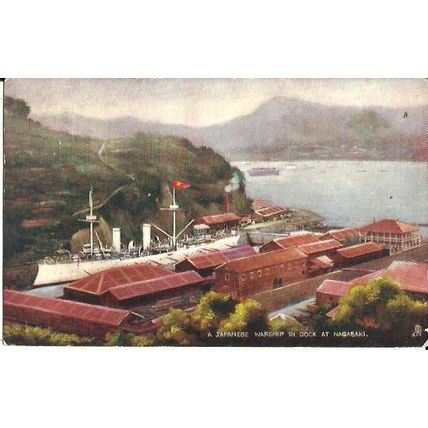 Naval JAPANESE WARSHIP AT NAGASAKI Tuck Oilette Postcard (no number)