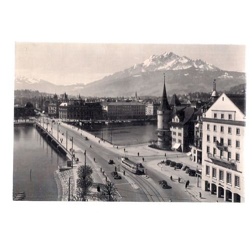 LUCERNE AND MOUNT PILATUS, SWITZERLAND unused vintage postcard =