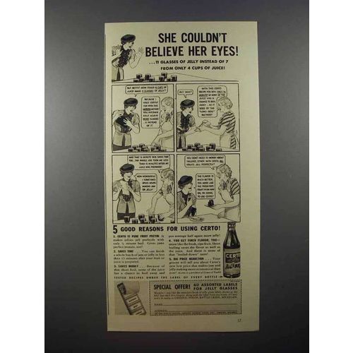 1936 Certo Pectin Ad - She Couldn't Believe Her Eyes