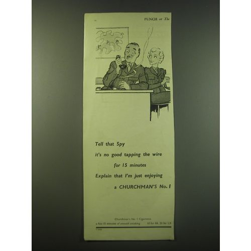 1940 Churchman's No. 1 Cigarettes Ad - Tell that spy it's no good tapping