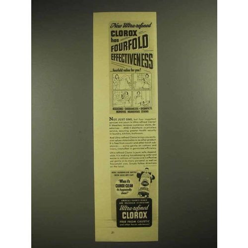 1940 Clorox Bleach Ad - Fourfold Effectiveness