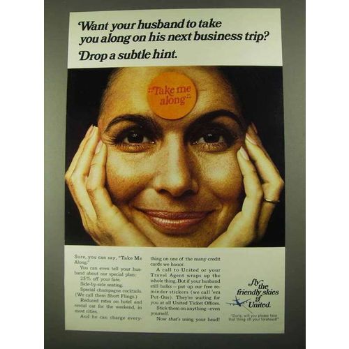 1968 United Airlines Ad - Want Husband to take Along?