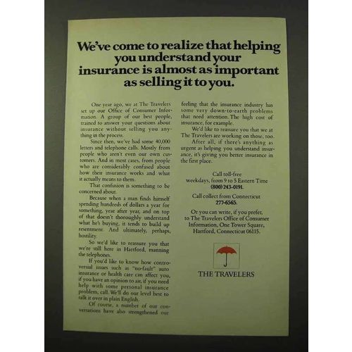 1972 Travelers Insurance Ad - Realize that Helping