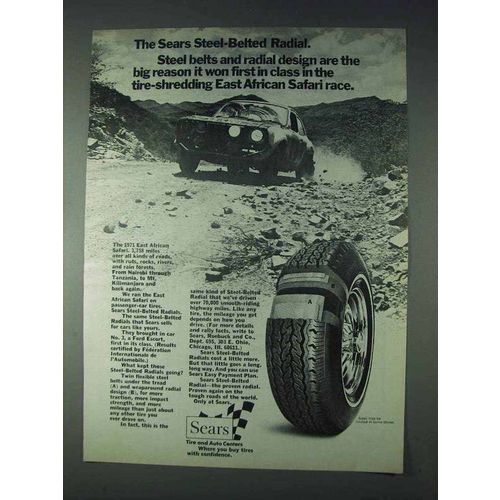 1972 Sears Steel-Belted Radial Tire Ad - Safari Race
