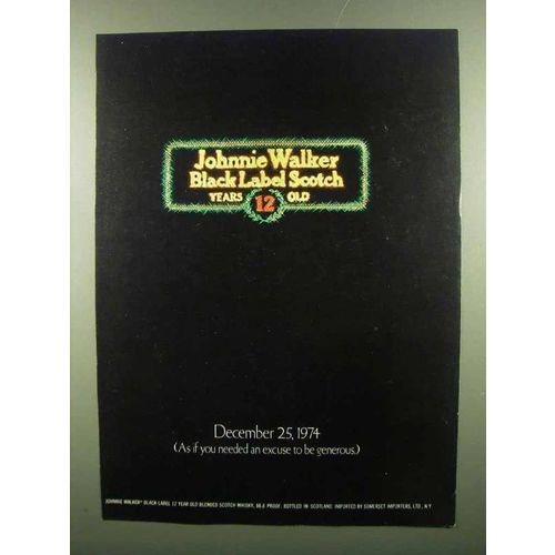 1974 Johnnie Walker Black Label Scotch Ad - December 25