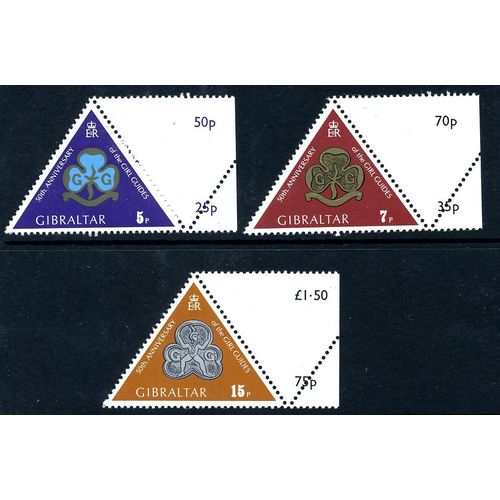 Gibraltar QEII 1975 Girl Guides marginal set of 3, MNH, SG 346/8