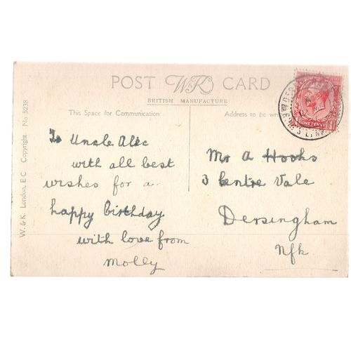 A HEARTY BIRTHDAY used vintage postcard by Wildt & Kray LOVE & BEST WISHES (A) =