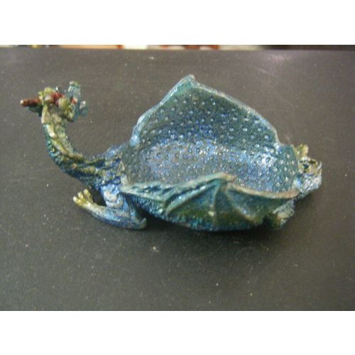 Novelty Inc Mystic Collection Blue Glitter Dragon Incense Burner Metal Figurine
