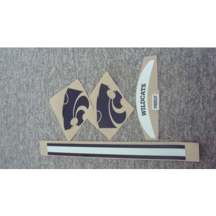 KANSAS STATE JAYHAWKS FULL SIZE FOOTBALL HELMET DECALS W/STRIPE & BUMPERS