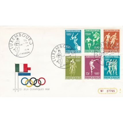 Luxembourg 1968 Mexico Olympics FDC special cancel Unaddressed VGC