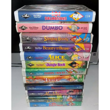 Walt Disney THE CLASSICS Black Diamond Lot of 12 Clamshell VHS Tapes