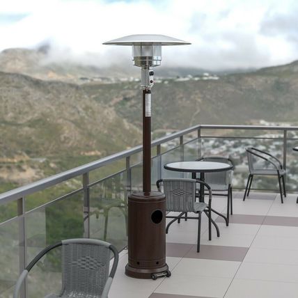 Patio Porch Deck Propane Heater Bronze Stainless w/Wheels Commercial Residential