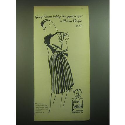 1945 Henri Bendel Young-Timers Dress Ad - Young-Timers indulge the gypsy in you