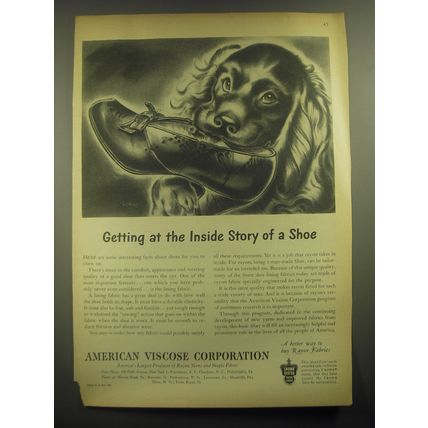 1945 American Viscose Corporation Ad - Getting at the inside story of a shoe