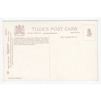 Countess Weir Exeter Tuck's Oilette H B Wimbush Art Postcard Devon 7013