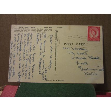 BATH ABBEY & PARADE GARDENS, BATH, SOMERSET used vintage postcard 1964 pm =