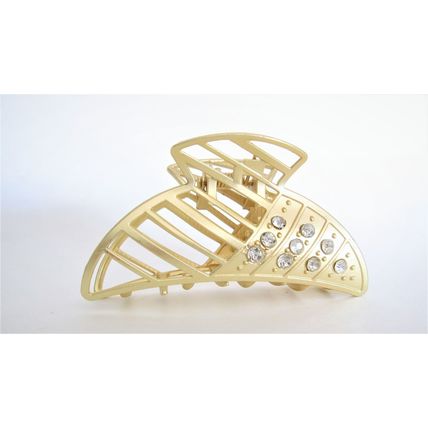Matte silver or gold geometric metal crystal hair claw clip