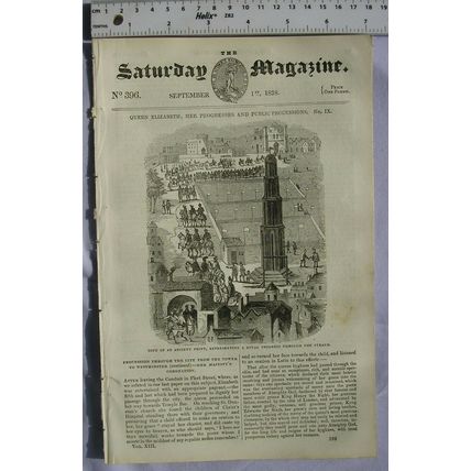1838 The Saturday Magazine No. 396 Queen Elizabeth, dwelling of moth, gardening