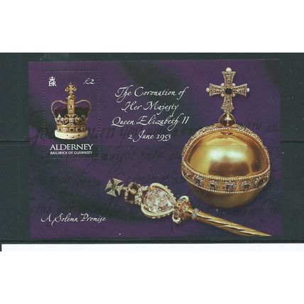 guernsey alderney mnh sgms203 a minisheet coronation anniversary sg ms 203 a