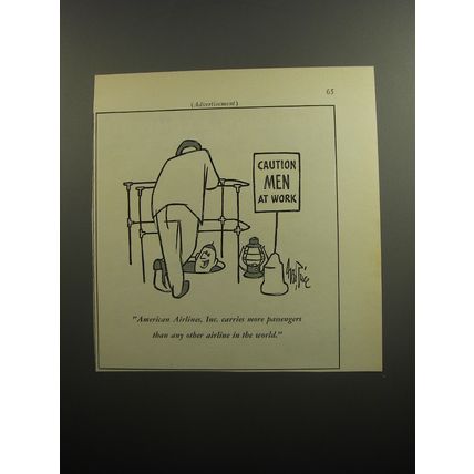 1951 American Airlines Ad - cartoon by George Price - Men at Work