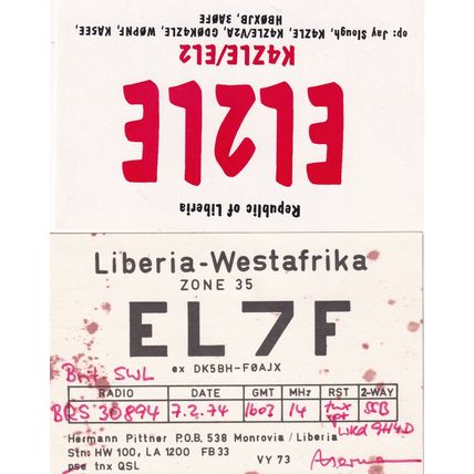 Republic Of Liberia Kasee QSL 2x Amateur Radio Card