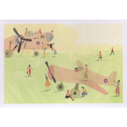 Women Plane Air Workforce War Workers WW2 Painting Postcard
