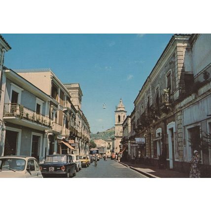 Bicycle at Linguaglossa Via Roma Street Rare Italian Postcard