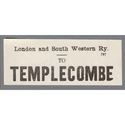 LONDON & SOUTH WESTERN RAILWAY LUGGAGE LABEL - TEMPLECOMBE