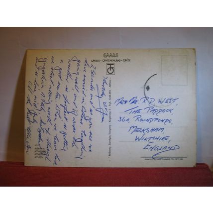 multiview, ATHENS, GREECE used postcard stamp missing #