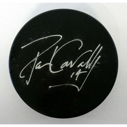 Paul Cavallini #14 Signed Puck St. Louis Blues Official Game Used Viceroy 1980's