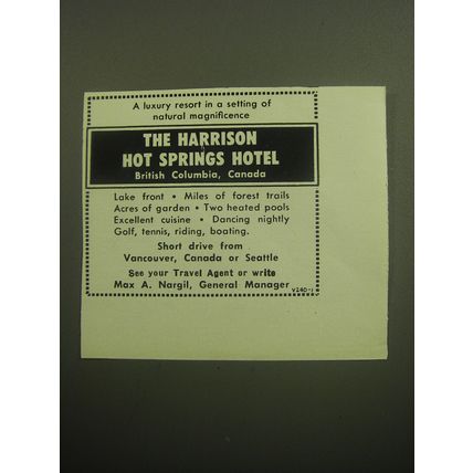 1958 The Harrison Hot Springs Hotel Advertisement - A luxury resort