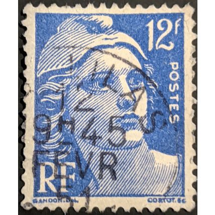 Stamp France SG1007a 1947 12Fr Marianne Used