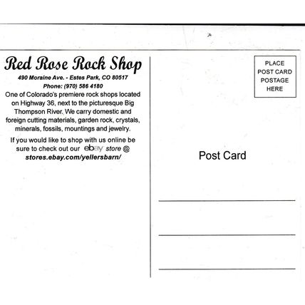 Red Rose Rock Shop Estes Park Colorado United States Postcard unused creased