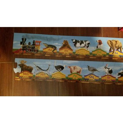 melissa & doug 28 piece FLOOR PUZZLE ALPHABET TRAIN 10 feet long