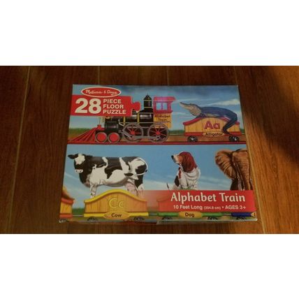 melissa & doug 28 piece FLOOR PUZZLE ALPHABET TRAIN 10 feet long