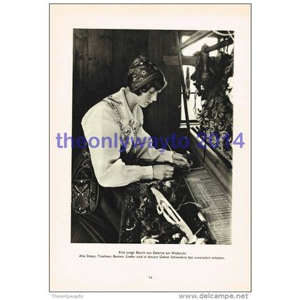 Young Woman from Dalarna at the Loom, Sweden, Photogravure Book Illustration (Pr