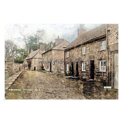 ptc9244 - Yorks - Early street scene, Cottages in Barnburgh Village - print 6x4