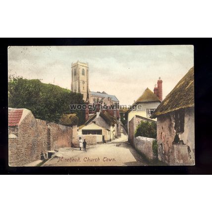 TQ3685 - Church & Cottages in Churchtown, in Minehead, c1908 - printed postcard