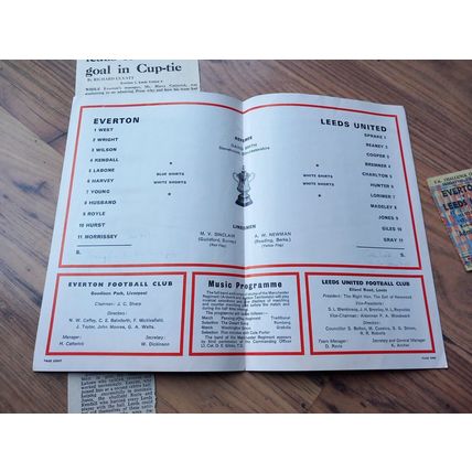 1968 FA Cup Semi Final Programme, Ticket & Newspaper – Everton vs Leeds Utd