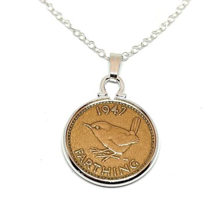 1949 76th Birthday lucky English Farthing Cinch Pendant 76th Birthday Gift Boxed