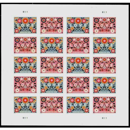 Love & Wedding GENUINE Sheet of 20 Current Rate Stamps Scott 5661a