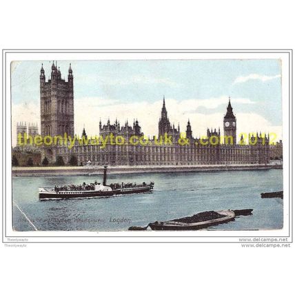 HOUSES OF PARLIAMENT, WESTMINSTER, LONDON, ENGLAND,1906, Postcard