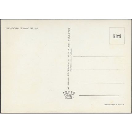 Vista General de la Playa, Benidorm, c.1960s - Rueck Tarjeta Postal