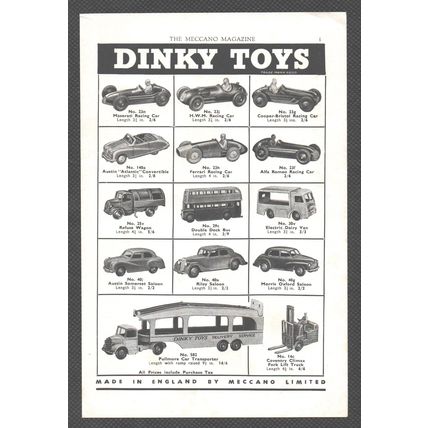 DINKY TOYS by MECCANO :- Original Vintage 1954 Advert <> UK-POST FREE