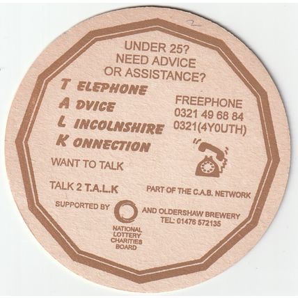 BEER MAT - OLDERSHAW BREWERY (GRANTHAM) - (Cat No 002) - (1998)