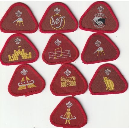 Scout Badges 10 x Cub Proficiency 1967/03 - Black Backs (BY470)
