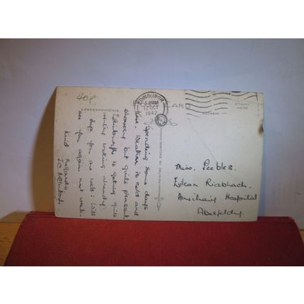 SMOLLET'S LODGING, EDINBURGH by Marjorie C Bates used postcard 1942 pm =