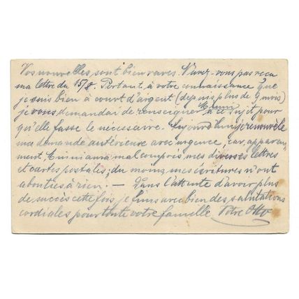 Postcard from German civilian internee in France during WW1 message 1916