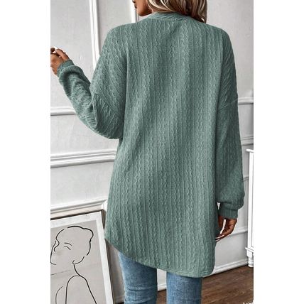 Canton Textured Knit Side Pockets Open Front Cardigan